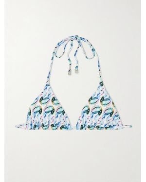 Tory Burch Bedrucktes Triangel-Bikini-Oberteil - Blau