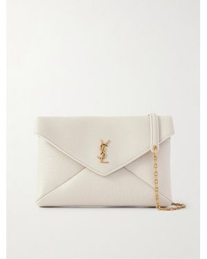 Saint Laurent Cassandre Textured-Leather Shoulder Bag - Natural