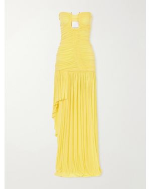 Christopher Esber Orion Strapless Ruched Chiffon Gown - Yellow