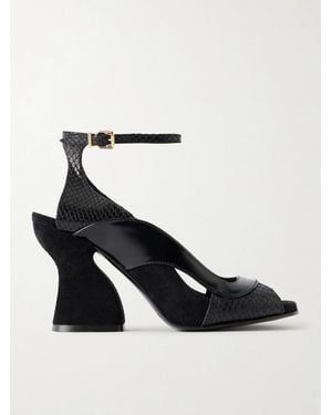 Zimmermann Marvi 75 Smooth, Python-Effect Leather And Suede Sandals - Black