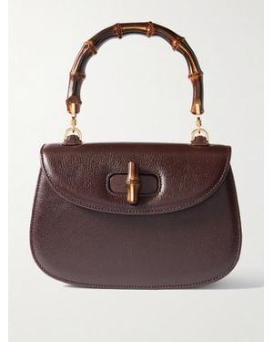 Gucci Bamboo 1947 Small Textured-Leather Tote - Brown
