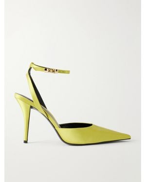 Balmain 100 Embellished Satin Court Shoes - Metallic