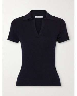 Max Mara Ribbed Wool Polo Shirt - Black
