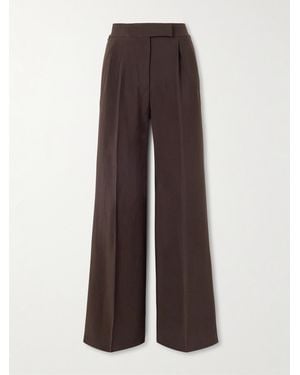 Tom Ford Pleated Washed-Twill Wide-Leg Trousers - Brown