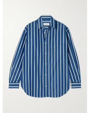Matteau Striped Cotton-Poplin Shirt - Blue