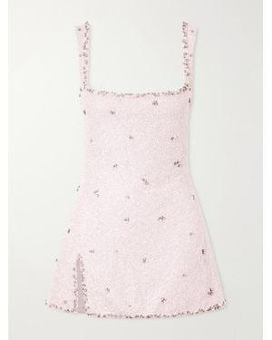Clio Peppiatt Athena Embellished Stretch-Mesh Mini Dress - Pink