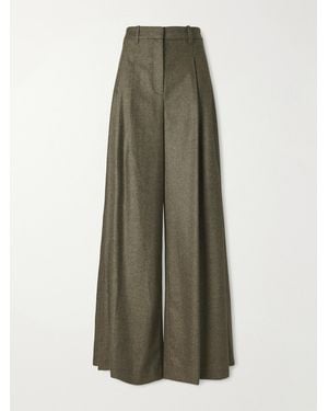 Twp Avery Stretch Wool And Cashmere-Blend Herringbone Wide-Leg Trousers - Green