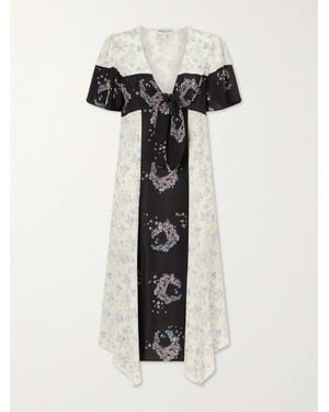 Maison Mayle Andalou Floral-Print Silk Midi Dress - Black