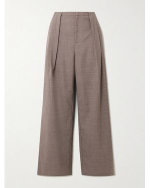 Deiji Studios Pleated Pinstriped Wool-Twill Wide-Leg Pants - Gray