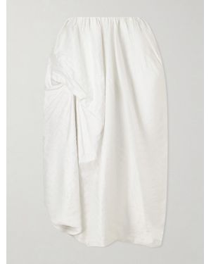 Erdem Draped Metallic Cotton-Blend Midi Skirt - White