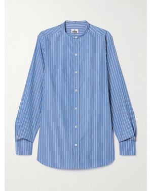 SEBLINE Eton Striped Cotton-Poplin Shirt - Blue