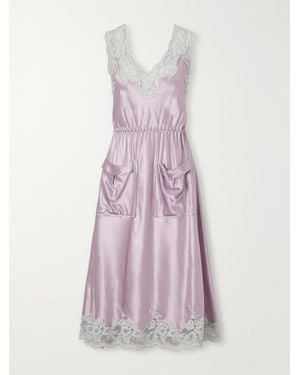 Rabanne Lace-Trimmed Satin Midi Dress - Pink