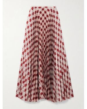 S.S.Daley Kate Pleated Checked Satin-Twill Maxi Skirt - Red