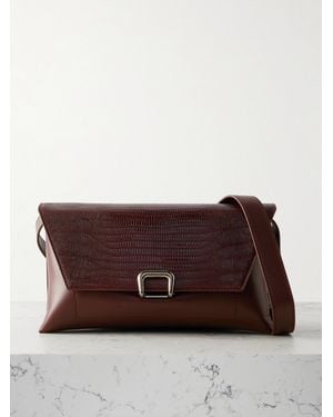 Brunello Cucinelli Schultertasche Aus Glattleder Und Leder Mit Eidechseneffekt - Braun
