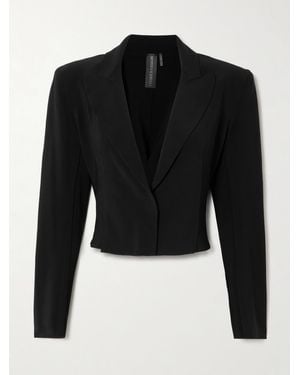 Norma Kamali Cropped Stretch-Jersey Blazer - Black