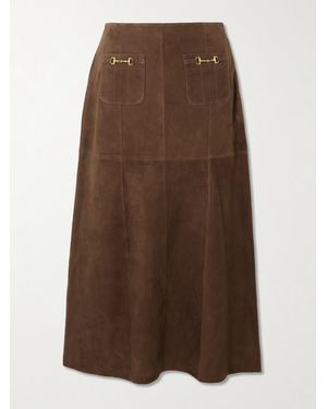 RIXO London Edwina Midirock Aus Veloursleder Mit Verzierungen - Braun