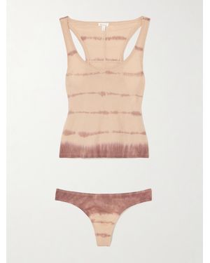 Skin Tie-Dyed Organic Pima Cotton-Jersey Tank And Thong Set - White