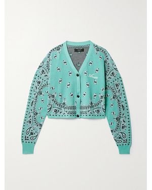 Amiri Bandana Jacquard-knit Cotton Cardigan - Blue