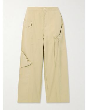 Deiji Studios Pocket Embellished Organic Cotton-Twill Trousers - Natural