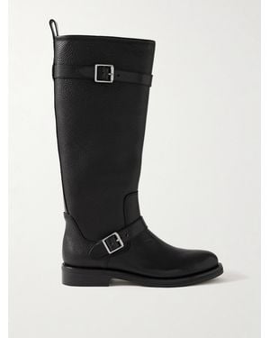 Jonathan Simkhai Noah Buckled Full-Grain Leather Knee Boots - Black