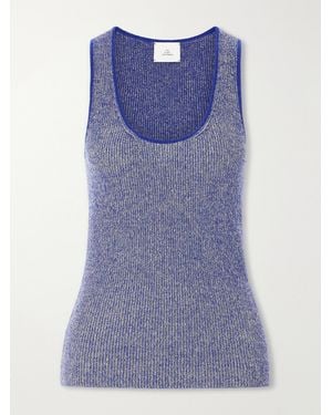 The Elder Statesman Marl Knitted Cashmere Tank - Blue
