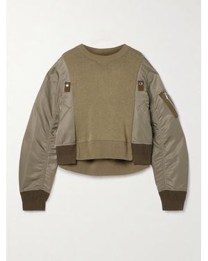 Sacai Sweatshirt Aus Jersey Aus Einer Baumwollmischung Und Shell Mit Ripsbandbesätzen - Grün