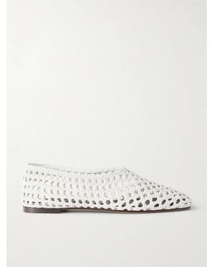 Emme Parsons High Throat Woven Leather Ballet Flats - Natural