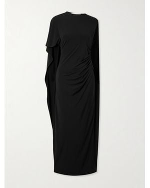 Stella McCartney Asymmetrische Robe Aus Stretch-Satin Mit Cape-Effekt - Schwarz