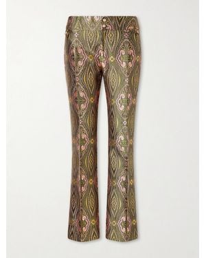 Etro Metallic Jacquard Crepe Straight-Leg Pants - Natural