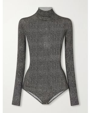 Maison Margiela Printed Stretch-Jersey Bodysuit - Gray