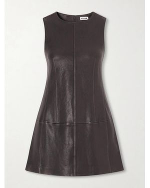 STAUD Binx Leather Mini Dress - Gray