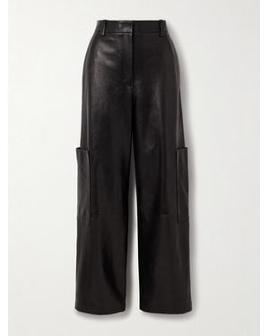 KHAITE Caiton Leather Wide-Leg Trousers - Black