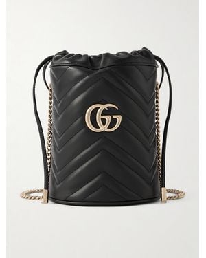 Gucci Gg Marmont Mini Matelassé Leather Bucket Bag - Black