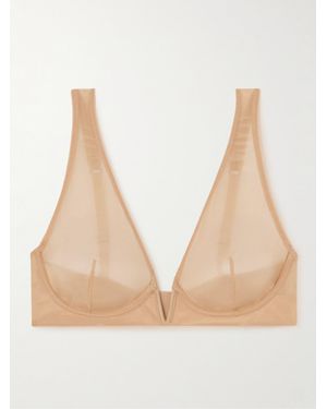 Commando Chic Tief Ausgeschnittener Bügel-Bh Aus Mesh - Natur