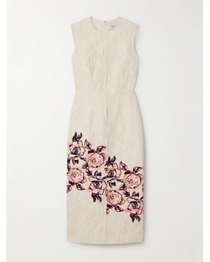 Erdem Embroidered Cotton And Linen-Blend Midi Dress - White