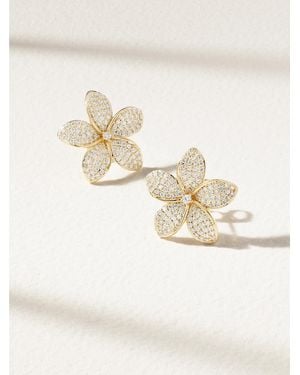 Sydney Evan Large Plumeria 14-Karat Diamond Earrings - Natural