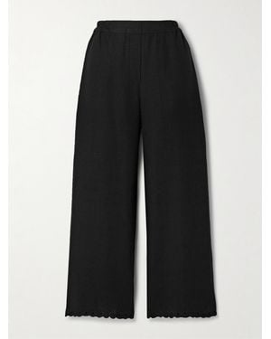 Sleeper Sofia Broderie Anglaise-Trimmed Linen Pajama Pants - Noir