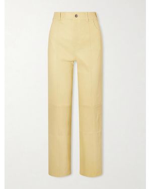 Stouls Benny Leather Straight-Leg Trousers - Yellow