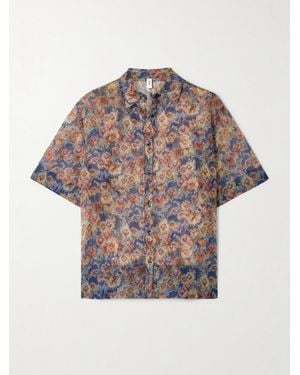 SIR. Fiore Floral-Print Silk-Organza Shirt - Gray