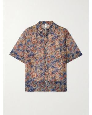 SIR. Fiore Floral-Print Silk-Organza Shirt - Gray