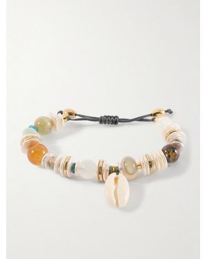 Tohum Design Samsara-Plated, Leather And Seashell Beaded Bracelet - Natural