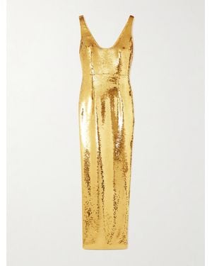 The New Arrivals Ilkyaz Ozel Manu Sequin-Embellished Satin Gown - Metallic