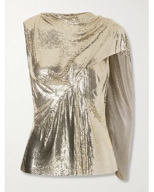 Rabanne Draped-Tone Chainmail Tank - Natural