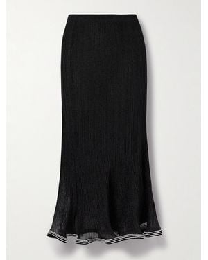 Jonathan Simkhai Brighton Crystal-Embellished Metallic Ribbed-Knit Maxi Skirt - Black
