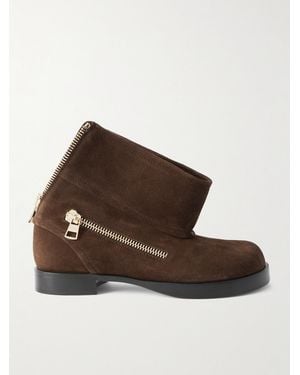 JW Anderson Zip-Detailed Suede Ankle Boots - Brown