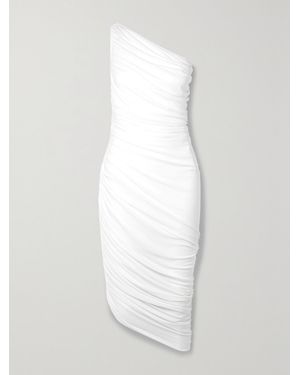 Norma Kamali Diana One-Shoulder Ruched Stretch-Jersey Mini Dress - White