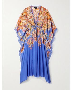 Etro Printed Cotton And Silk-Blend Voile Kaftan - Blue