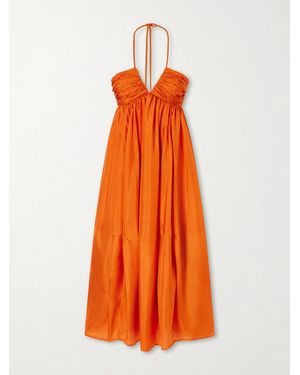 Zimmermann Mahon Silk Halterneck Maxi Dress - Orange