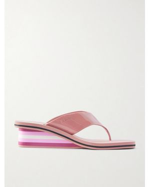 Chloé Swimming Cool Patent-Leather Sandals - Pink