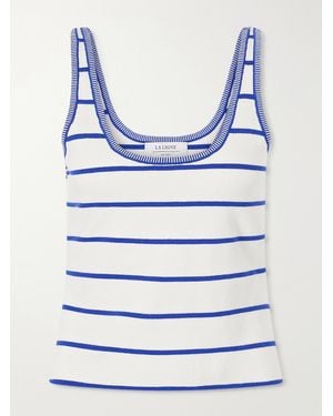 La Ligne Leo Striped Cotton-Jersey Tank Top - Blue